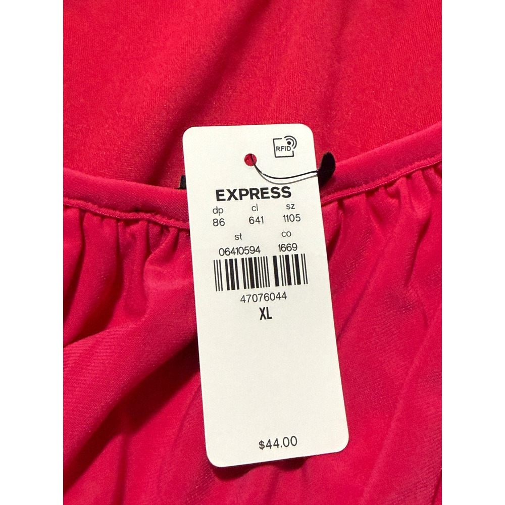 Express Womens One Shoulder Bubble Hem Blouse Fuchsia Pink XL New 06410594 - Picture 5 of 5